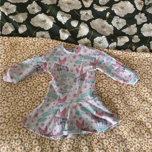 Unicorn Print Sweatshirt Toddler Dress